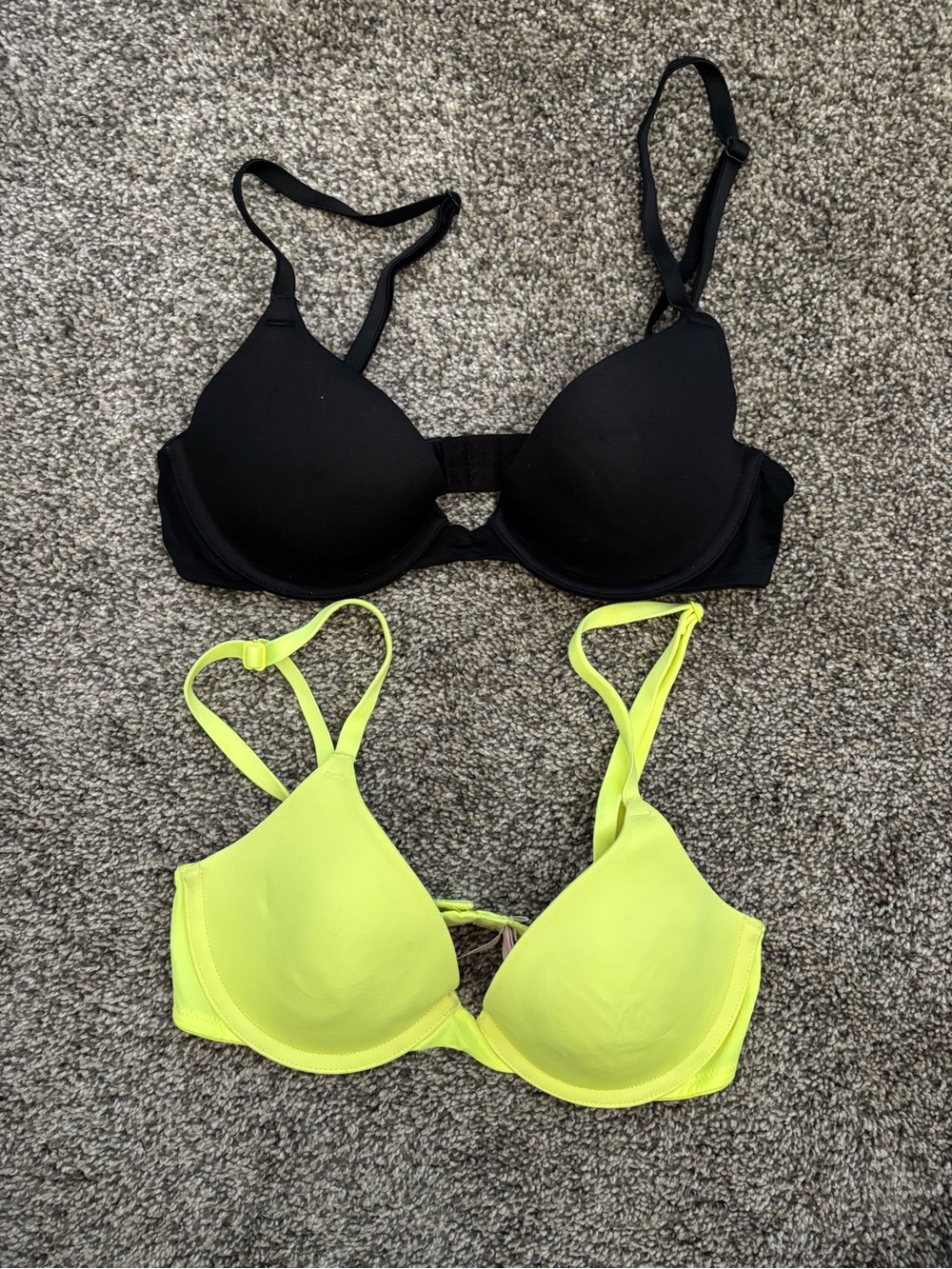 Victoria's Secret bundle Black & Neon Yellow T-Shirt Bras